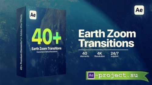 Videohive - Earth Zoom Transitions - 62472213 - Project for After Effects