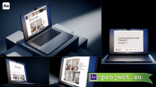 Videohive - Laptop Screen Mockup � Minimal Podium Studio | 6-SET AE Template - 62977186