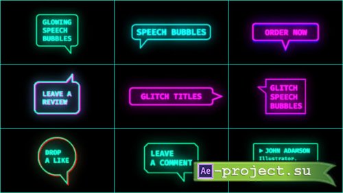 Videohive - Glowing Glitch Speech Bubbles - 63032396 - Project for After Effects