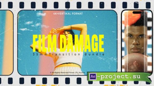 Videohive - Vintage 35mm Film Damage 4K Transition Bundle+Vertical DaVinci Resolve - 63048997