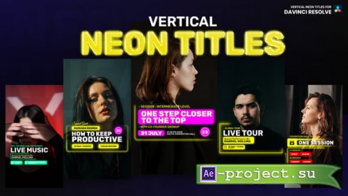 Videohive - Vertical Neon Titles Davinci Resolve - 63078037 - DaVinci Resolve Templates
