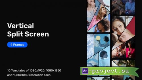 Videohive - Vertical Split Screen � 4 Frames - 63209866 - Project for After Effects