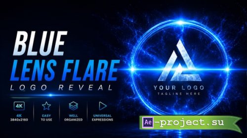 Videohive - Blue Lens Flare Logo Reveal - 63265490 - Project for After Effects