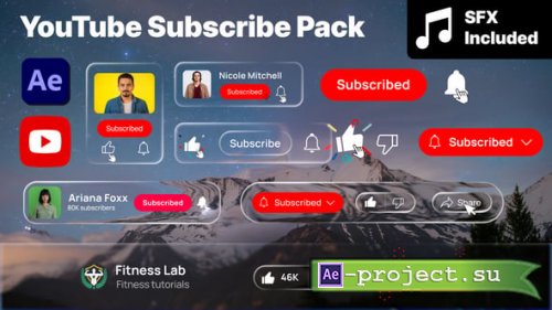 Videohive - Liquid Glass YouTube Subscribe Pack - 63285896 - Project for After Effects