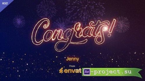 Videohive - Congrats Gold Line Flare Wish Black - 63351663 - Project for After Effects
