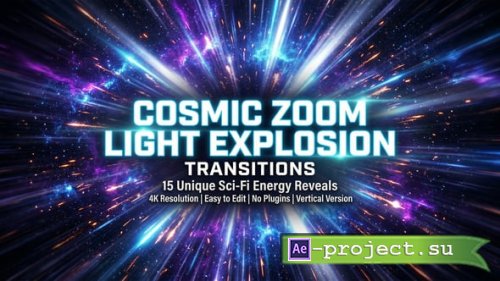  Videohive - Cosmic Zoom Light Explosion Transitions - 63095884 - DaVinci Resolve Templates
