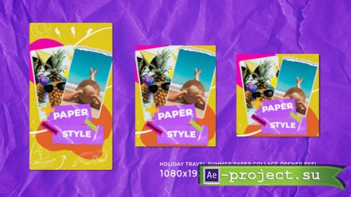 Videohive - Holiday Travel Summer Paper Collage Vertical Opener - 63606398 - Project for After Effects