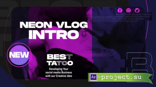 Videohive - Neon Trendy Vlog - 63666662 - Project for After Effects