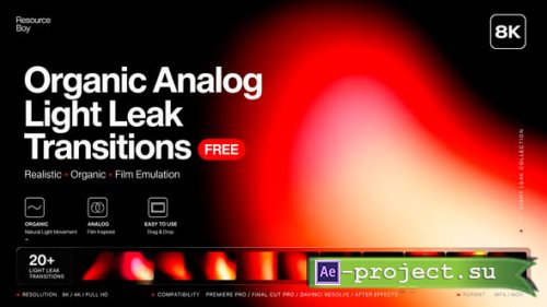 Videohive - Organic Analog Light Leak Transitions For DaVinci Resolve - 63662563