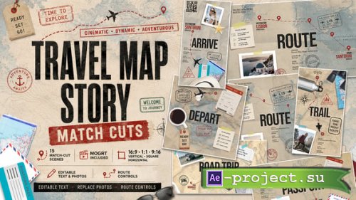 Videohive - Travel Map Match Cut Story Template for After Effects � 15 Scenes - 63717903