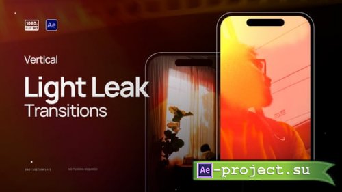 Videohive - Vertical Light Leaks Transitions - 64130309 - Project for After Effects