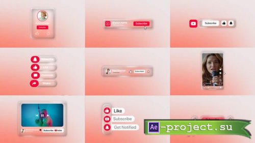 Videohive - Liquid Glass YouTube Subscribe Pack | Animated UI Elements for After Effects - 64574408