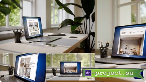 Videohive - Laptop PC Mockup - Minimalistic Interior - 6-SET AE Template - 64679606 - Project for After Effects