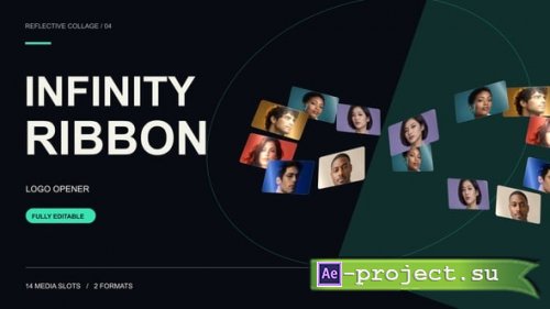 Videohive - Infinity Ribbon - Reflective Collage Logo Opener - 65237877