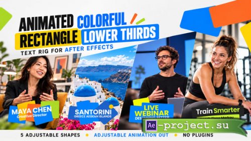 Videohive - Animated Colorful Rectangle Lower Thirds � Text Rig for After Effects - 65546961