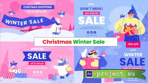 Videohive - Winter Sale & Christmas Shopping Promotion Website Banners with Snowy Cartoon Animations - 65546963