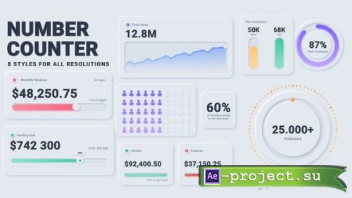 Videohive - Number Counter - Neumorphic Stats Pack - 65534593 - Project for After Effects