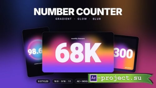 Videohive - Number Counter Gradient - Glow Stats Pack - 65544045 - Project for After Effects