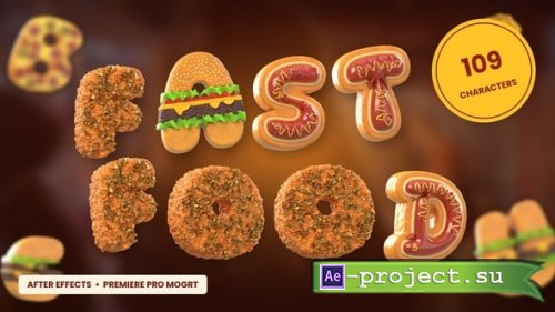 Videohive - Realistic 3D Fast Food Letters - 65561454 - Project for After Effects