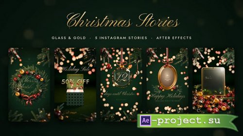 Videohive - Christmas Glass Gold Stories - Project for After Effects