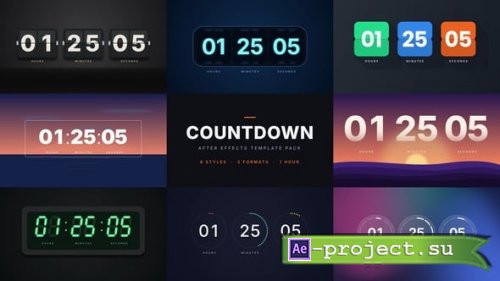Videohive - Countdown Timer Pack - 8 Clock Styles for After Effects - 65584703