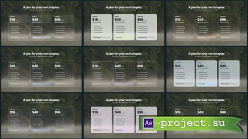 Videohive - Pricing Collection Glass - 9 Animated Pricing Tables for After Effects - 65648197