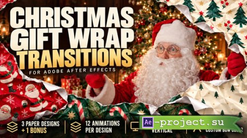 Videohive - Christmas Gift Wrap Paper Transitions for After Effects - 65626885