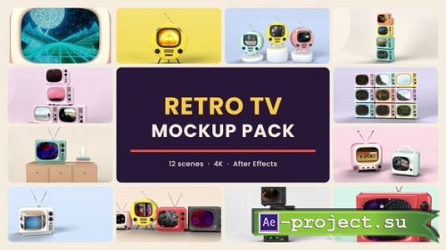 Videohive - Retro TV Mockup Pack - 4K Vintage TV Scenes - 65625363 - Project for After Effects