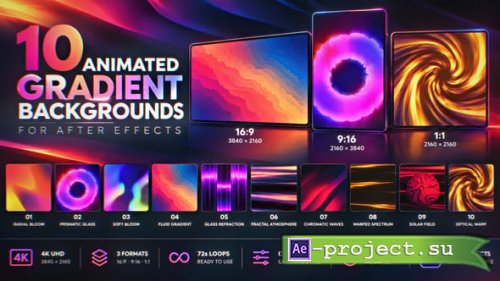 Videohive - 10 Animated Gradient Backgrounds for After Effects - 65651230
