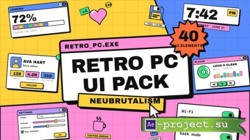 Videohive - Retro PC UI Pack Neubrutalism - 40 Bold Desktop Elements - 65674914 - Project for After Effects