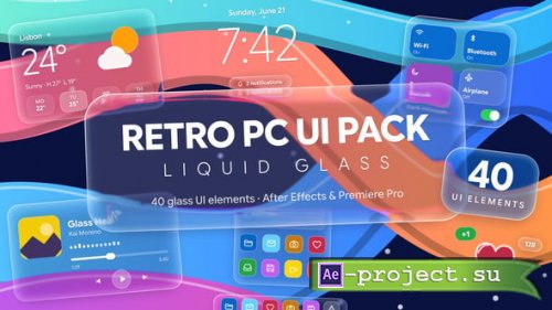 Videohive - Retro PC UI Pack Liquid Glass - 40 Glass UI Elements - 65674976 - Project for After Effects