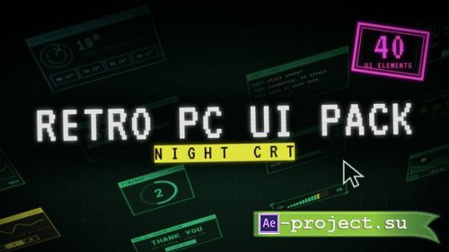 Videohive - Retro PC UI Pack Night CRT - 40 Terminal Desktop Elements - 65651585 - Project for After Effects