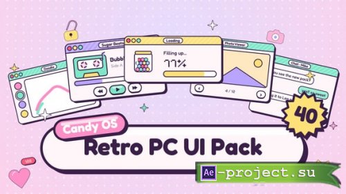 Videohive - Retro PC UI Pack Candy OS - 40 Pastel Desktop Elements - 65651379 - Project for After Effects