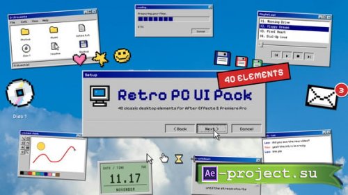 Videohive - Retro PC UI Pack - 40 Classic Desktop Elements - 65651255 - Project for After Effects