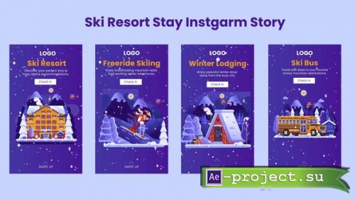 Videohive - Winter Ski Resort Stay Instagram Story Pack - Skiing, Snowy Cabins, Ski Bus & Cozy Mountain Lodges - 65651401